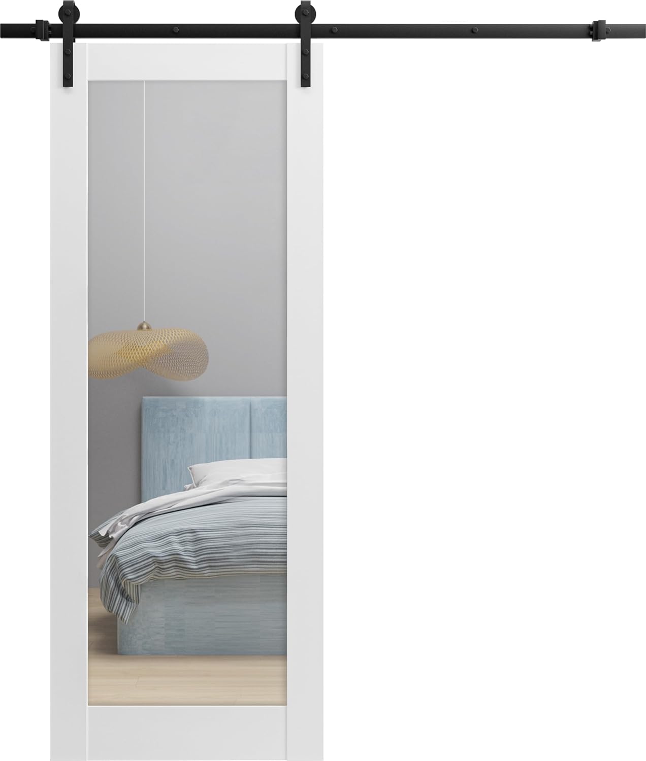 丈夫なバーンドア 42 x 80インチ | Lucia 1299 ホワイトシルク ミラー